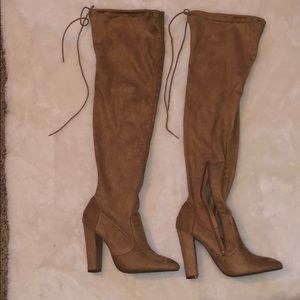 Thigh high thick heels